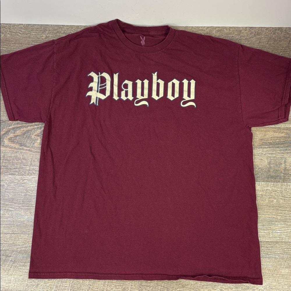 Playboy Burgundy Graphic Logo T-Shirt – Size XL
